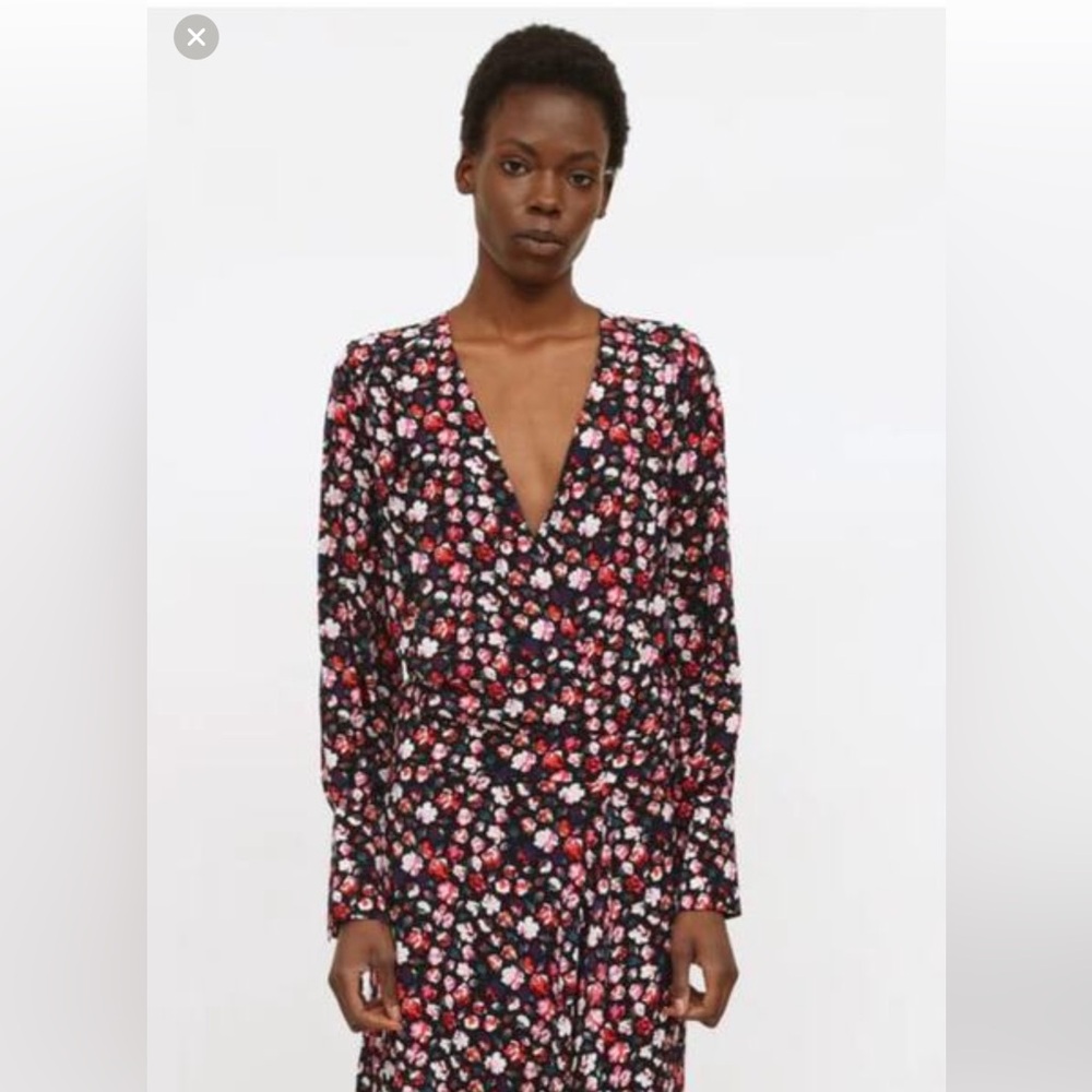 EQUIPMENT Femme Neema Floral knee Length Dress Black Red Pink Sz 2